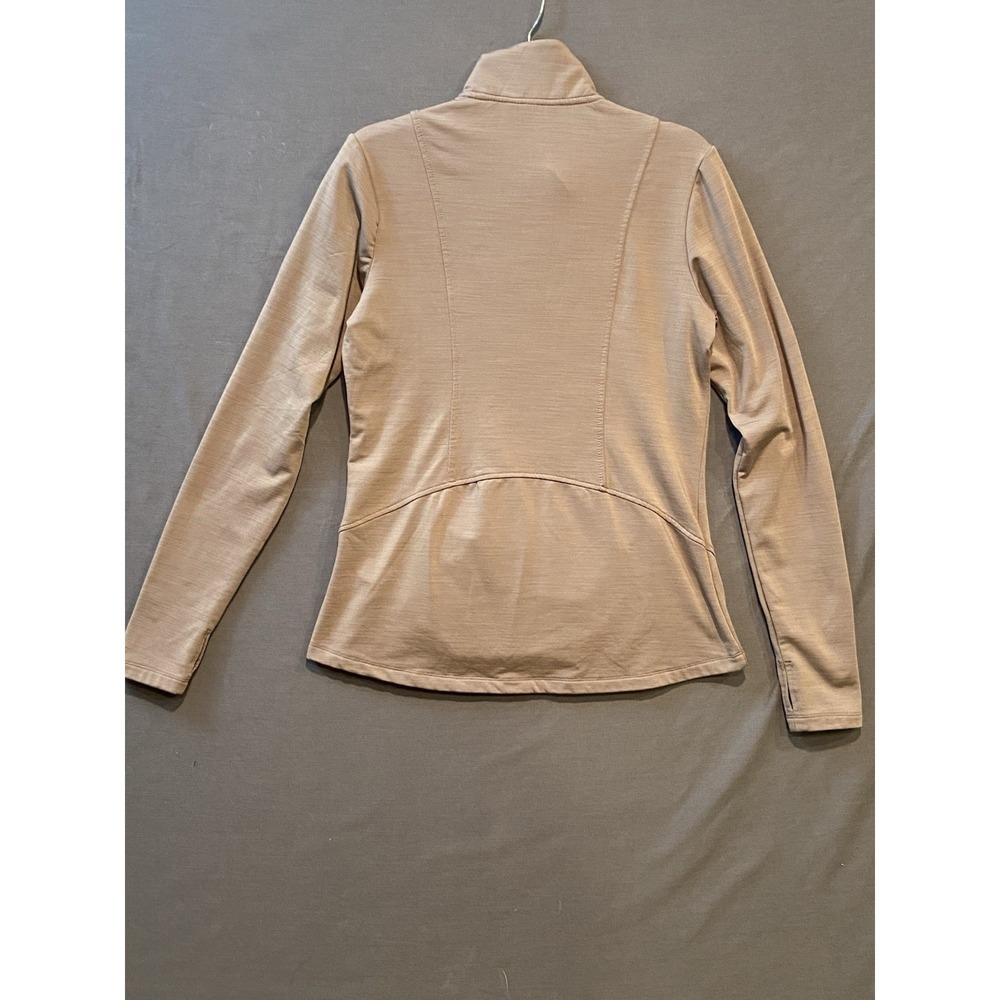 Eddie Bauer 1/2 Zip Shirt Women's S Beige Pullover Mock Neck Thumb holes - Picture 6 of 10